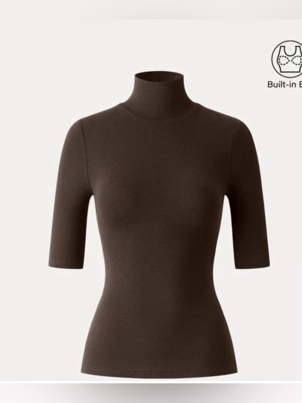 NWT ECO-MOUSSE BROWN TURTLENECK WITH ELBOW LENGTH SLEEVES